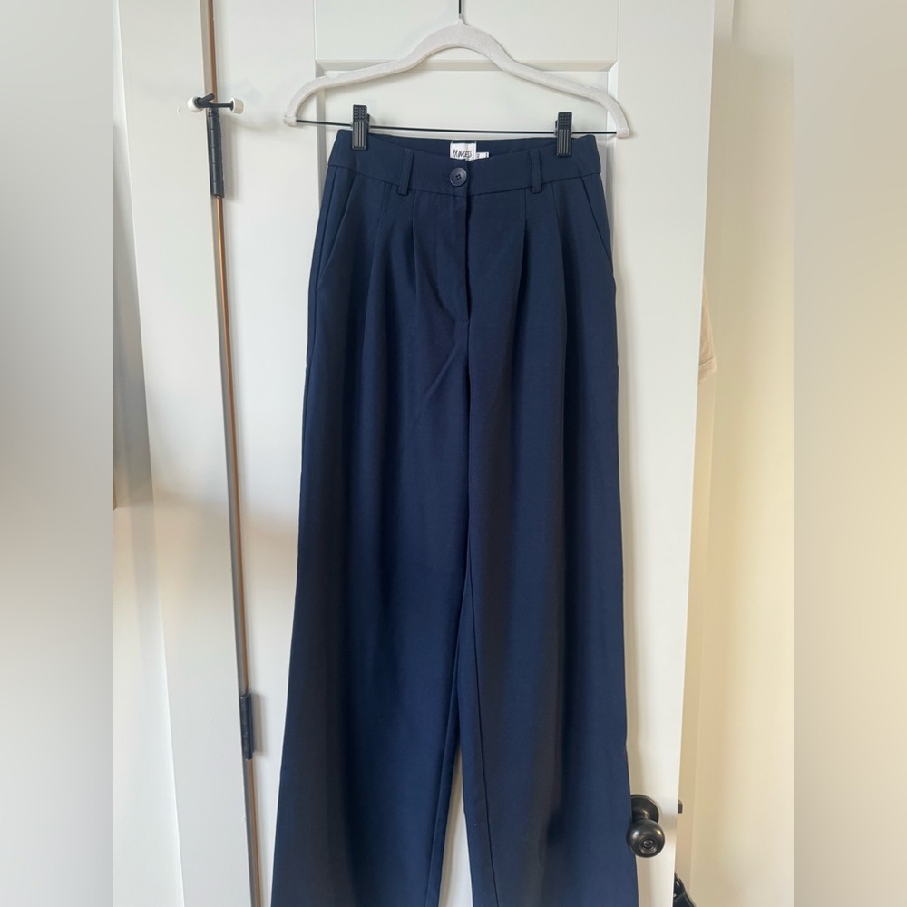 Princess Polly Navy Wide-Leg Trousers